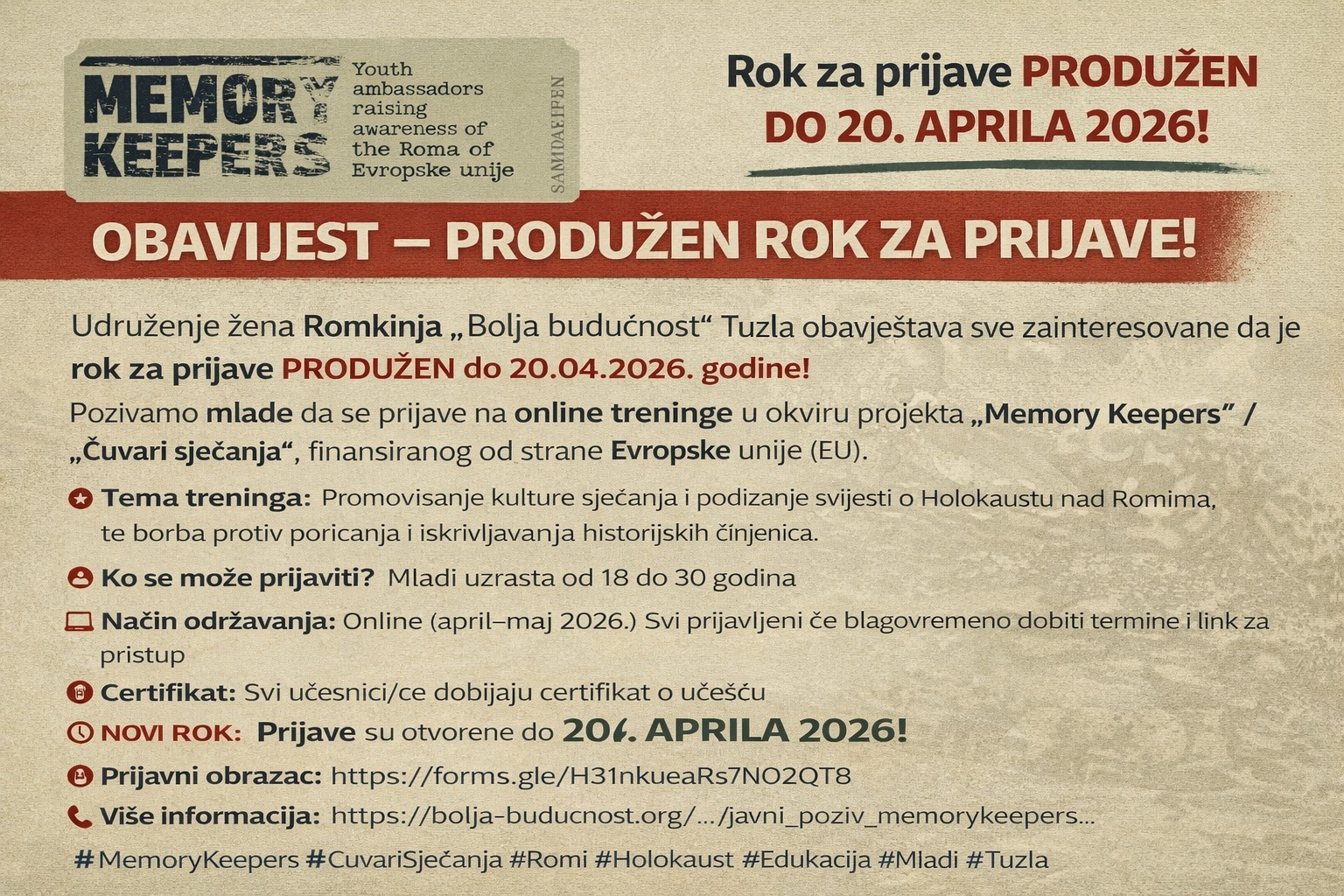 Produžen Javni poziv za učešće mladih na online treninzima